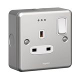 Synergy™ - Double pole socket outlet - 1 gang switched + Led - 13 A 250 V~ - metalclad