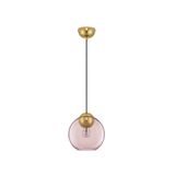 Brass Gold Metal   & Pink Glass  LED E27 1x12 Watt 230 Volt  IP20 Bulb Excluded  D: 24 H1: 24.8 H2: 183.8 cm Adjustable height