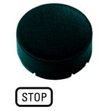 Button plate, raised black, STOP