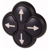 Position pushbutton, RMQ-Titan, Actuators non-flush, momentary, black, 4-fold, opposing pushbuttons not mechanically interlocked, Bezel: black, arrow