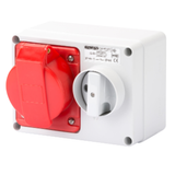 FIXED INTERLOCKED HORIZONTAL SOCKET-OUTLET - WITH BOTTOM - WITHOUT FUSE-HOLDER BASE - 3P+E 32A 380-415V - 50/60HZ 6H - IP44