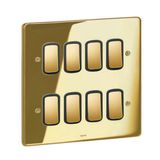 Front plate - 8 Grid module - 2 x 2 gang - Synergy™ Authentic - glossy gold