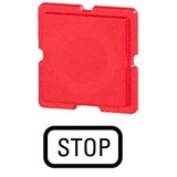 Button plate, red, STOP