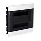 Practibox S flush-mounting DIN cabinet for dry wall - 2 rows of 12 modules - smoked door