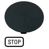 Button plate, mushroom black, STOP