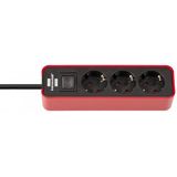 Ecolor Extension Socket 3way red/black with switch