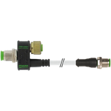 T-coupler M12 male/M12 male+cable+M12 female PUR 0.2m