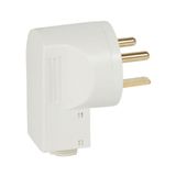 20A male power plug - cable exit from below - 2 pins - white