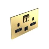 Art d'Arnould - 2 gang BS socket outlet 13 A-250V single pole switched + USB A+C Epure - Brushed Gold