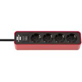 Ecolor Extension Socket 4-way red/black 1.5m H05VV-F 3G1.5