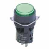 Indicator dia. 16 mm, round, green, LED 24 VAC/VDC, IP65, solder termi