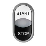 Double push-button, illuminated, black/white,`STOP/STARTï