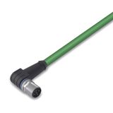 ETHERNET cable M12D plug angled 4-pole green