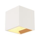 PLASTRA CUBE wall light, square, white plaster, G9, max. 42W