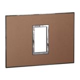 Italian / US standard plate Arteor square version 1 module - brushed metal pink champagne