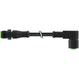 M12 male 0° / M12 female 90° A-cod. V4A FEP 5xAWG22 bk 0.6m