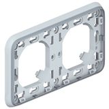 Flush mounting support frame Plexo IP 55 - 2 gang horizontal - grey