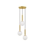 Brass Gold Metal  Opal Glass  LED E27 3x12 Watt 230 Volt   IP20 Bulb Excluded  D: 35 H: 155 cm Adjustable height