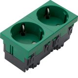 socket outlet 2-g Rastec 33° mint green