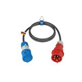 adaptor cable 1,5m H07RN-F 3G2,51st site: CEE-plug 5pole 16A #614202nd site: CEE-socket 3pole 16a #60471in polybag with label
