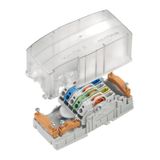 Energy distribution terminal strip with housing, IP30, in complete sta