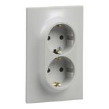 Double socket one post 2P+E schuko with eclips Urbano screw terminals gray finish