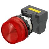 M22N Indicator, Plastic projected, Red, Red, 220/230/240 V AC, push-in