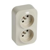 Forix - French std socket 2x2P+E - surface mounting - IP 2X - 16A - 250V~ - Ivory