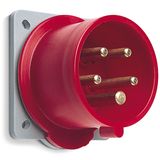Inlet, panel mounting, 6h, 32A, IP44, unified flange, straight, 3P+N+E