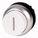 Pushbutton, RMQ-Titan, Extended, momentary, White, inscribed, Bezel: titanium