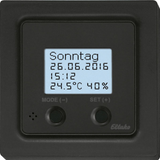 Wireless clock thermo hygrostat with display in E-Design55, anthracite mat
