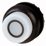 Illuminated pushbutton actuator, RMQ-Titan, Extended, maintained, White, inscribed 0, Bezel: black