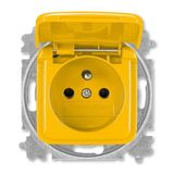 5519B-A02387 Y Outlet single w.pin w.lid shuttered ; 5519B-A02387 Y Yellow