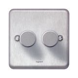 Synergy™ Authentic - Push on/off 2 gang 2-way rotary dimmer - 400W - Brushed Stainless Steel