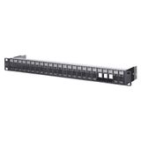 Modul 19 inch module frame 1RU 24 port black unequipped, shielded