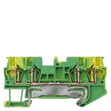 Terminal, spring-loaded terminal, 4 clamping points, PE/PEN terminal, 1.5 mm², green-yellow