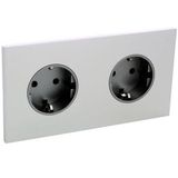 Art d'Arnould univers Epure double standard schuko horizontal power socket 2P+E 16A 250V - Satin steel