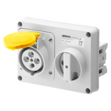 FIXED INTERLOCKED HORIZONTAL SOCKET-OUTLET - WITHOUT BOTTOM - WITHOUT FUSE-HOLDER BASE - 2P+E 16A 100-130V - 50/60HZ 4H - IP44