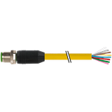 M12 male 0° A-cod. with cable PUR 8x0.25 ye UL/CSA+drag ch. 0.3m