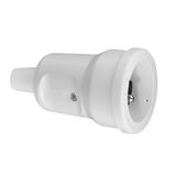 PVC connector with improved accidental-contact guard, white, according to French/Belgian standards