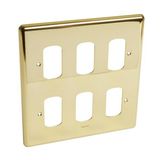 Front plate - 6 Grid module - 2 x 2 gang - Synergy™ Authentic - glossy gold