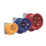 Panel mounted inlets, 2P+E, 4 hour, Yellow, IP44, 20A, 125V, UL/CSA approved and CE compliant, UL/CSA approved and CE compliant