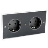 Art d'Arnould univers Mémoire double standard schuko horizontal power socket 2P+E 16A 250V - Mémoire Cristal