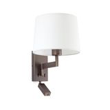 ARTIS BRONZE WALL LAMP WITH READER WHITE LAMPSHADE