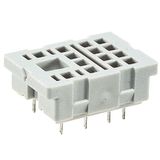 Socket for relay: R4N. For PCB. Dimensions 29,6 x 21,5 x 11 mm. Four poles. Rated load 6 A, 250 V AC