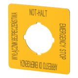 Label, emergency switching off, HxW=50x50mm, yellow, PL, EN, DE, IT