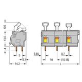 PCB terminal block push-button 2.5 mm² gray