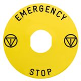 Marked legend, Harmony XB4, Harmony XB5, Ø 60 for emergency stop, EMERGENCY STOP/logo ISO13850