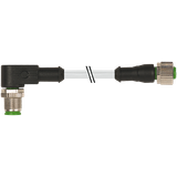 M12 male 90° / M12 female 0° A-cod. PUR 8x0.25 gy UL/CSA+drag ch. 3m