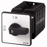 Step switches, T5, 100 A, rear mounting, 5 contact unit(s), Contacts: 9, 45 °, maintained, With 0 (Off) position, 0-3, Design number 15144